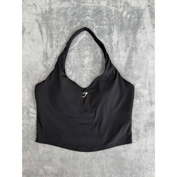 Gymshark Tops - Gymshark Black Halter Neck Cami with Shelf L Activewear Athleisure Workout Gym